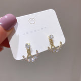 925 Silver Needle Zircon Starmoon Earrings – Holiday Gift Ideas — 4