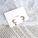 Gentle Wind Star Moon Zircon Earrings Women – Gifts for Her — 1