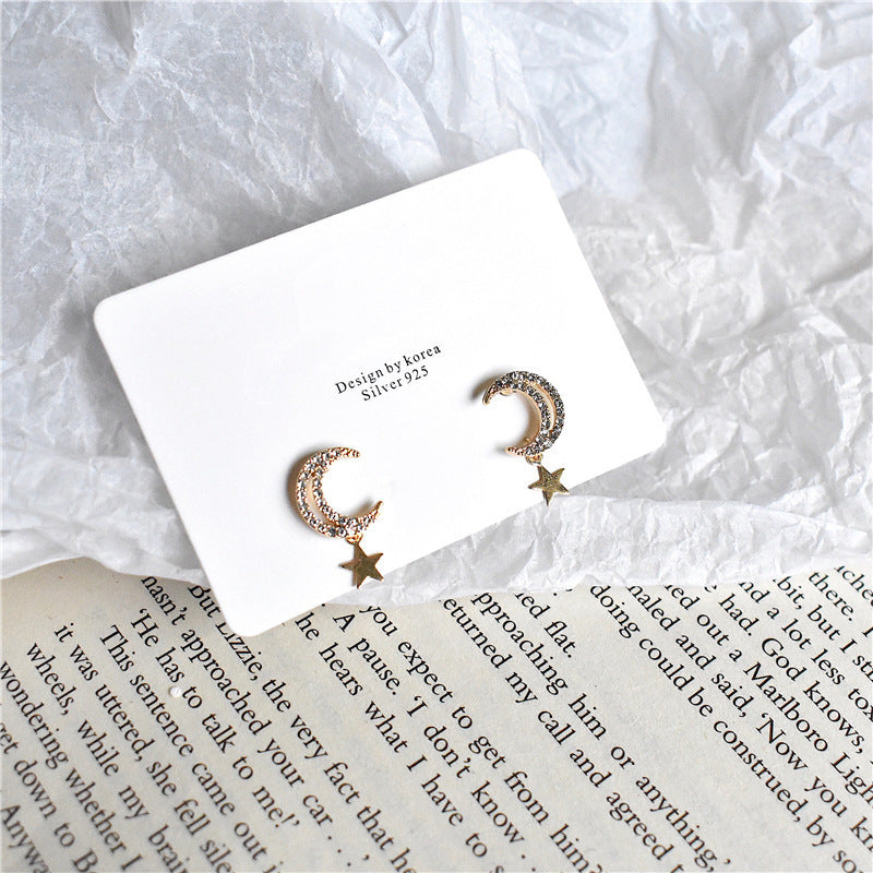 Gentle Wind Star Moon Zircon Earrings Women – Gifts for Her — 1