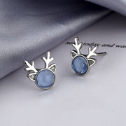 Moonstone Elk Blue Flash Drill Antler Earrings – Gifts for Her — 5