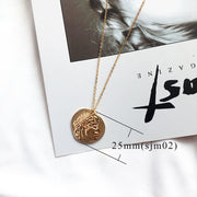 Simple Vintage Carved Coin Pendant Necklace – Jewelry Gift Ideas — 6