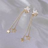 Silver Needle Star Tassel Earrings Long Earrings – Stylish Gifts — 1