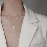 Square Stripe Diamond Round Double Necklace – Jewelry Gift Ideas — 4