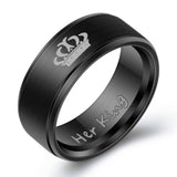 Her King His Queen Titanium Steel Couple Ring – Gifts for Couples — 5