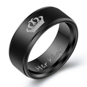 Her King His Queen Titanium Steel Couple Ring – Gifts for Couples — 5