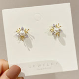 Ladies S925 Silver Needle Pearl Petal Stud Earrings – Small Gift Ideas — 5