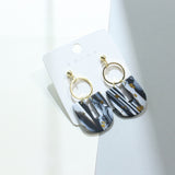 Women's Geometric Clay Black Gold Foil Earrings – Gifts for Her — 3