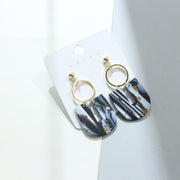 Women's Geometric Clay Black Gold Foil Earrings – Gifts for Her — 3