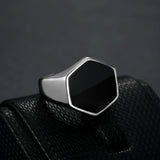 Stainless Steel Bright Black Gutta Percha Ring For Men – Gifts for Him — 4