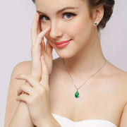 Women's Silver Necklace Green Chalcedony Red – Jewelry Gift Ideas — 1