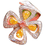 Yellow Diamond Four-leaf Clover Crystal Female Ring – Gifts for Her — 2