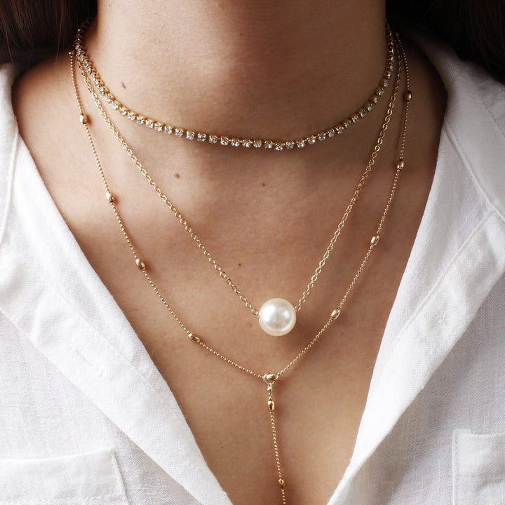 Women's Crystal Pendant Three-layer Necklace Set – Jewelry Gift Ideas — 1