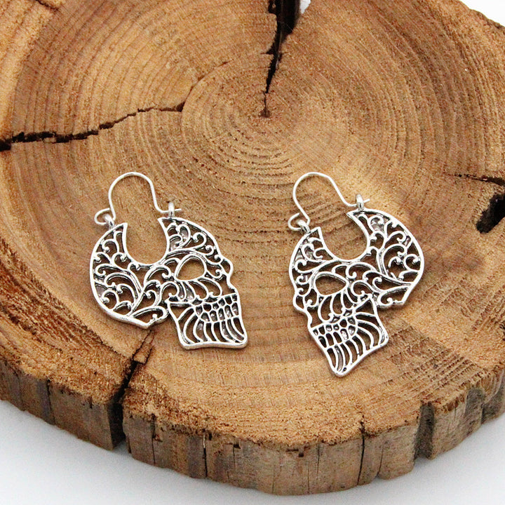Creative Vintage Openwork Carved Skull Earrings – Surprise Gifts — 1