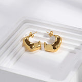 Polished Geometric Metal Earrings C- Shaped – Holiday Gift Ideas — 6