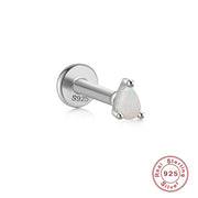 Sterling Silver Opal And Diamond Pierced Threaded Ear – Stylish Gifts — 4