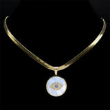 Crystal Shell Necklace Women's Round Stainless – Jewelry Gift Ideas — 1