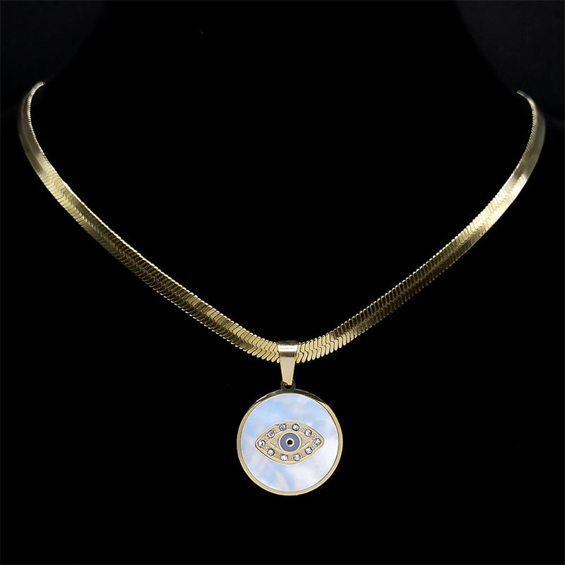 Crystal Shell Necklace Women's Round Stainless – Jewelry Gift Ideas — 1