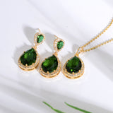 Bright Big Zircon Water Drops Necklace Eardrops – Gifts for Couples — 4