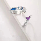 Wavy Fishtail Couple Adjustable Opening Ring – Gifts for Couples — 1