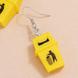 Personalized Clip Earrings Yellow Resin Trash Can – Small Gift Ideas — 4