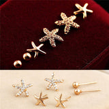 Pearl Rhinestone Flower Stud Earrings Three-piece – Surprise Gifts — 5