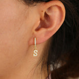 Zircon Inlaid Earrings Simple 26 English Letters Ear – Useful Gifts — 5
