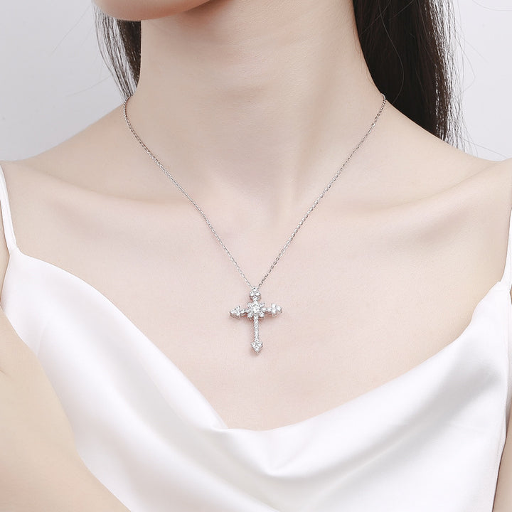 Mo Sang Stone Diamond Cross Pendant Necklace – Jewelry Gift Ideas — 1