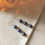 925 Silver Needle Purple Bead Long Tassel Earrings – Gifts for Her — 2