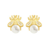 Simple, Small And Personalized Bee Pearl Earrings – Gift Ideas — 1