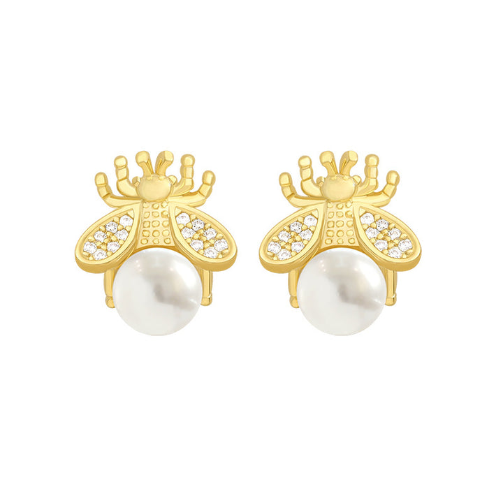Simple, Small And Personalized Bee Pearl Earrings – Gift Ideas — 1