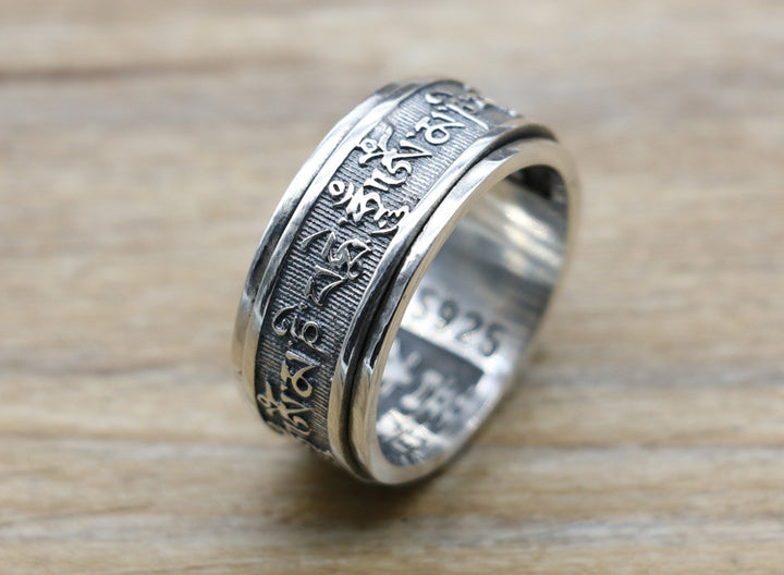 Vajra Daming Mantra Vintage Thai Silver Ring – Birthday Gifts — 1