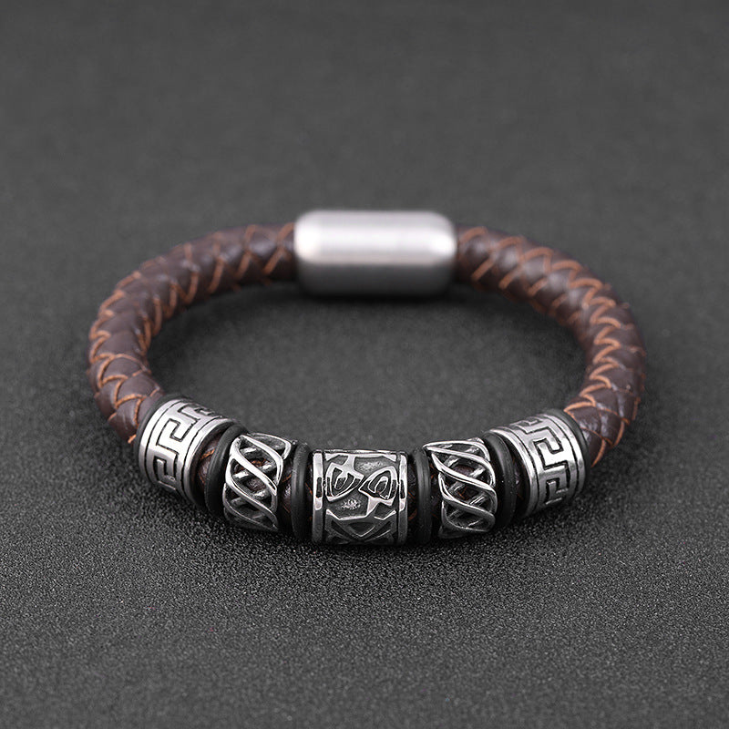 Men's Leather Woven Bracelet Leather Bracelet – Jewelry Gift Ideas — 1