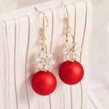 Short Festive Red Pearl Frosted Bead Earrings – Stylish Gifts — 2