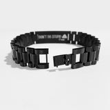 Style Stainless Steel Black Strap Lettering Bracelet – Stylish Gifts — 4