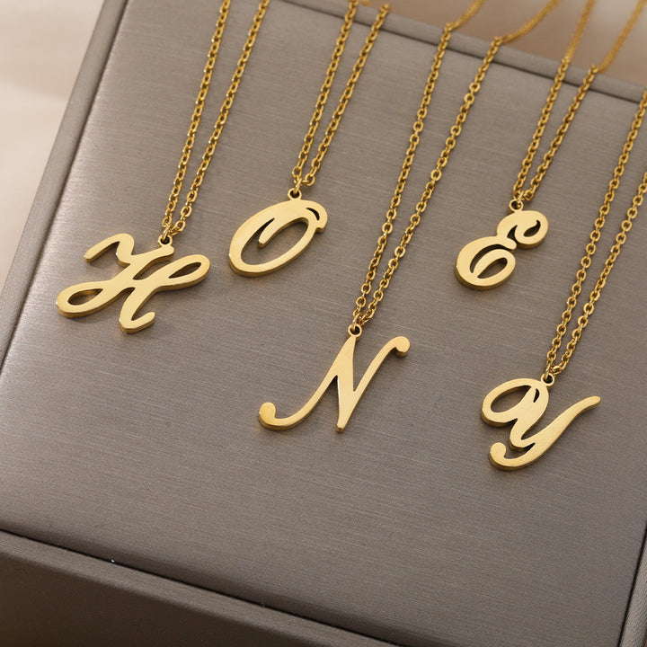 Stainless Steel 26 English Letter Necklace – Jewelry Gift Ideas — 1