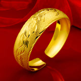 Wedding Ornament Wide Gold Plated Bracelet – Jewelry Gift Ideas — 7