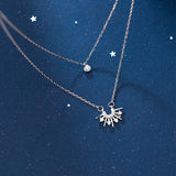Diamond sun necklace double clavicle chain – Jewelry Gift Ideas — 3