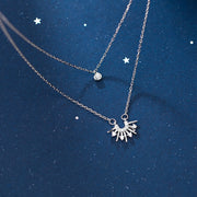 Diamond sun necklace double clavicle chain – Jewelry Gift Ideas — 3
