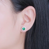 Emerald 925 Sterling Silver Round Earrings Pendants – Birthday Gifts — 5