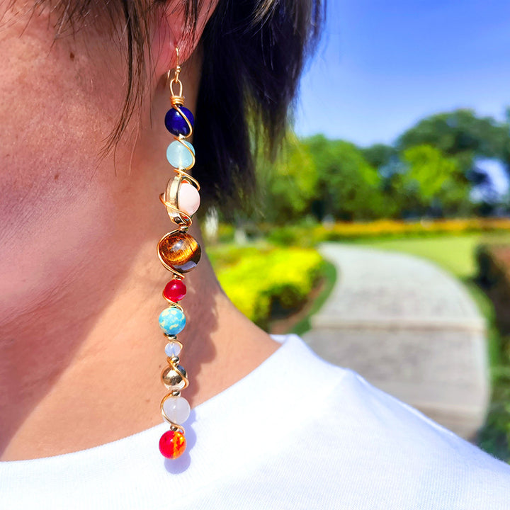 Universe Solar System Natural Stone Earrings – Holiday Gift Ideas — 1