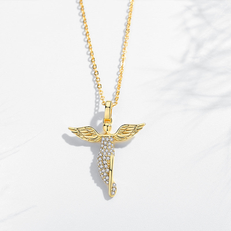Sterling Silver Angel Wings With Zircon Necklace – Jewelry Gift Ideas — 1