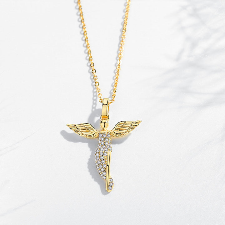 Sterling Silver Angel Wings With Zircon Necklace – Jewelry Gift Ideas — 1