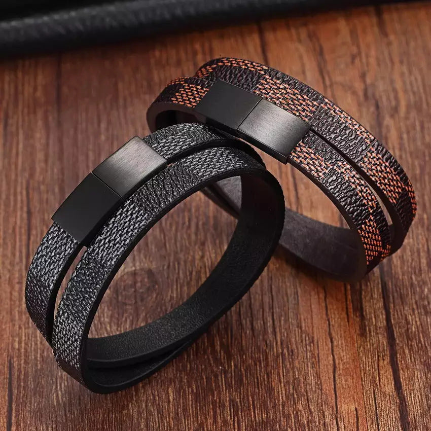 Stainless steel leather bracelet – Jewelry Gift Ideas — 1