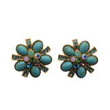 Silver Needle Flower Turquoise Earrings – Practical Gifts — 3