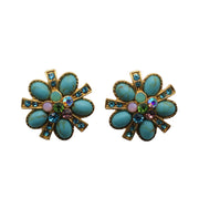 Silver Needle Flower Turquoise Earrings – Practical Gifts — 3