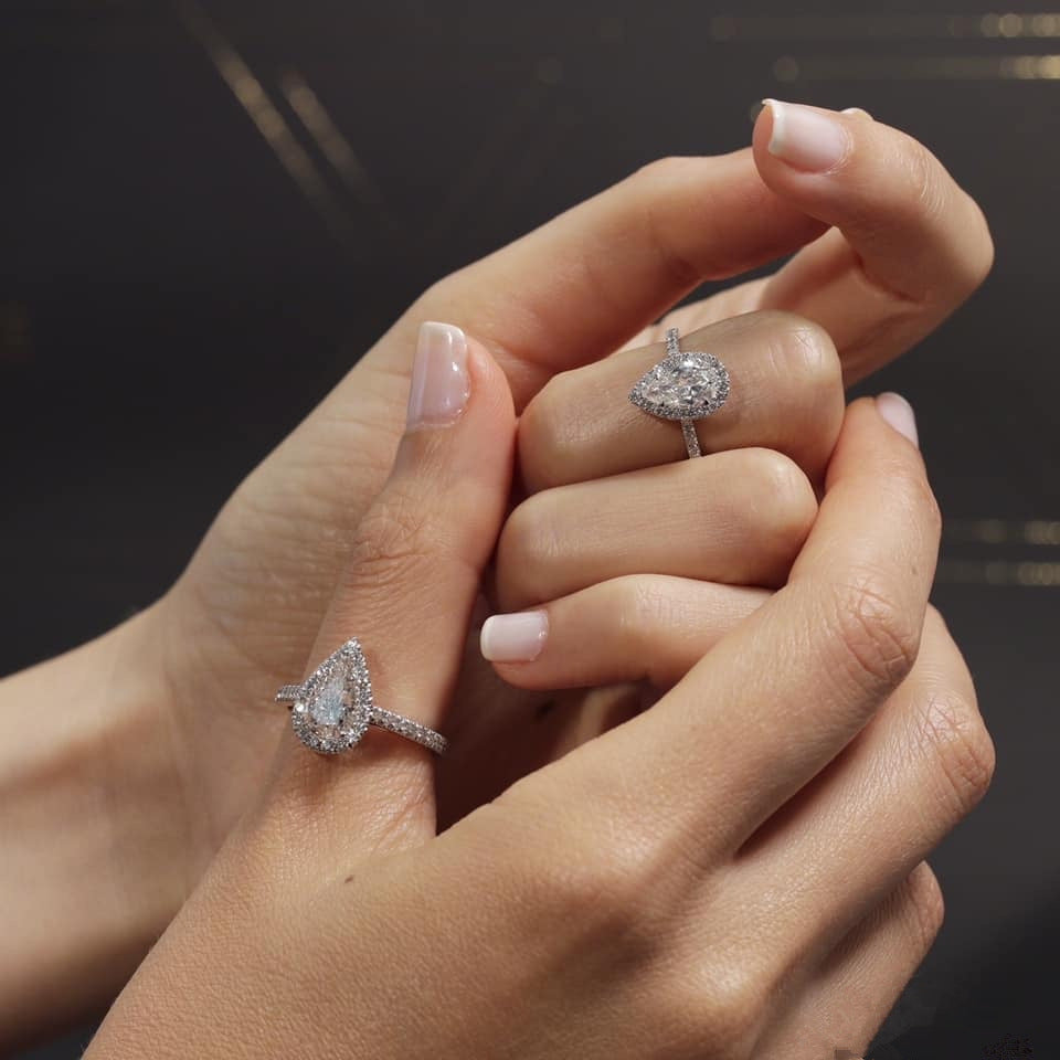 Water Drop Zircon Electroplated White Gold Color – Gifts for Couples — 1