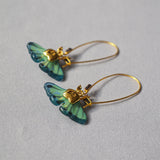 Hand Painted Green Flying Butterfly Earrings – Special Occasion Gifts — 2