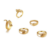 Women's Snake Ring Moon Pearl Ring Set – Gifts for Her — 7