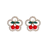 S925 Silver Needle Red Cherry Pearl Earrings Female – Gifts for Her — 3