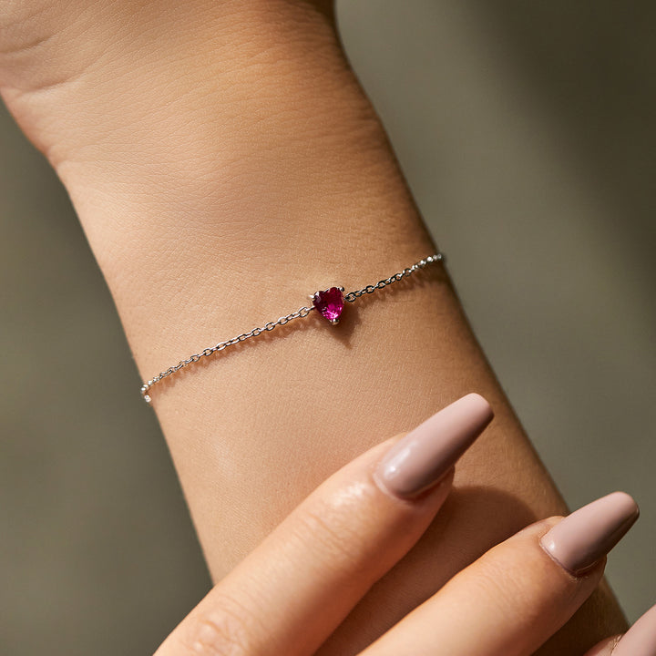 S925 Silver Love Red Diamond Bracelet Female – Jewelry Gift Ideas — 1